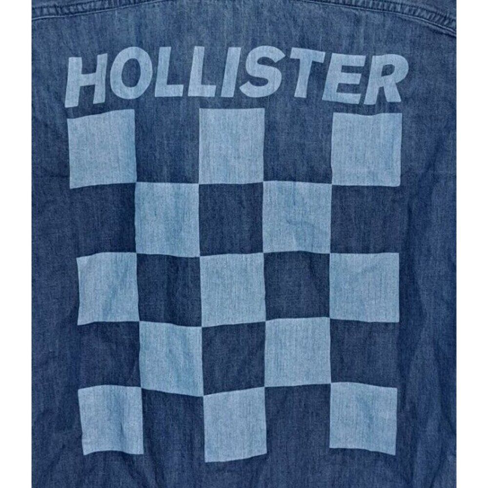 Hollister Women's Small Blue Blouse Checkerboard Pattern 3